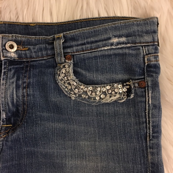 Lucky Brand | Jean Skirt | Custom Made | Lace and Sequin Detail - Picture 5 of 16